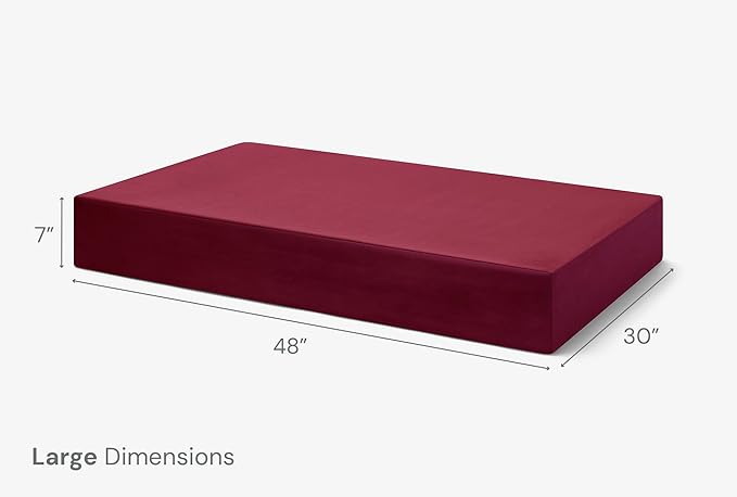Barker Beds Large Orthopedic Dog Bed - 7" Memory Foam Mattress - 50-70 lbs - Joint Pain & Arthritis Support - Vet Recommended, Washable Cover - Made in USA - 48"x30"x7" - Burgundy