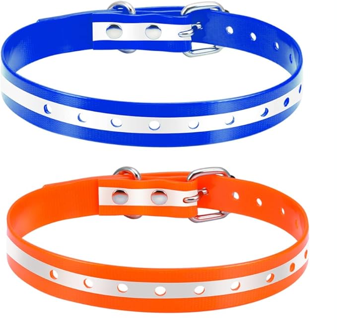 PetJoy Dog Collars Strap, Replacement Collar for Shock Reflective Collar, Adjustable Classic Dog Collar Strap for All Varieties Small Medium Large Dogs (Blue & Orange)