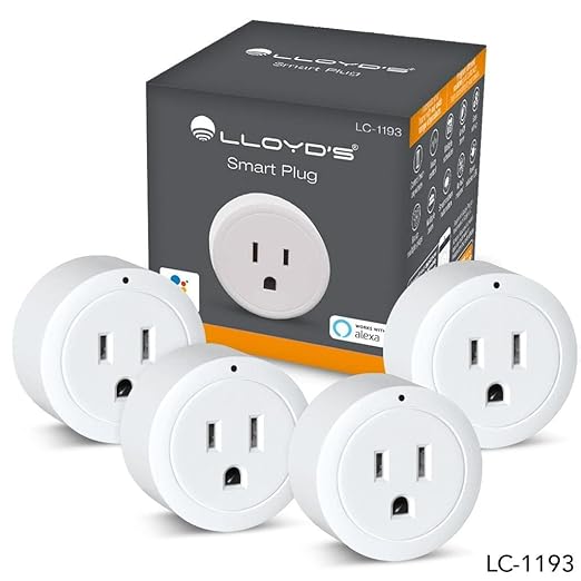 Lloyd's WiFi Smart Plug, Compatible with Alexa and Google Home, Set Timers and Schedules from App, No Hub Required, for 2.4 GHz Networks (2)