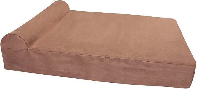 Barker Beds Giant Orthopedic Dog Bed - 7" Pillow Top with Headrest - 100-300 lbs - Memory Foam for Joint Pain & Arthritis - Vet Recommended, Washable - Made in USA - 60"x48"x7" - Khaki