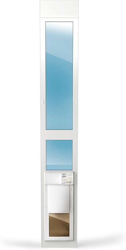Power Pet Electronic Dog Door - High Tech Pet Electronic Pet Doors - Fully Automatic Sliding e-Glass Electronic Dog Doors - Pets up to 30 lbs - Medium - Tall 93.125" - 96" Patio Doors - PX-1-STE