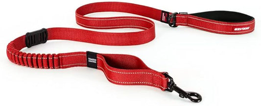 EzyDog Zero Shock Dog Leash - Shock Absorbing Bungee Leash for Dogs That Pull or Excite - Dual Handle and Reflective for Large, Medium, or Small Dogs (72-Inch, Red)
