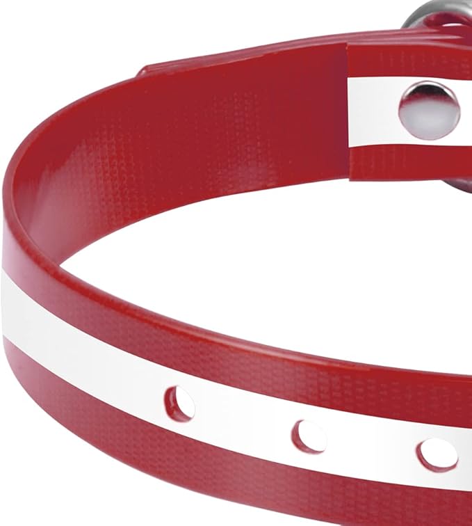 PetJoy Dog Collars Strap, Replacement Collar for Shock Reflective Collar, Adjustable Classic Dog Collar Strap for All Varieties Small Medium Large Dogs (Black & Red)