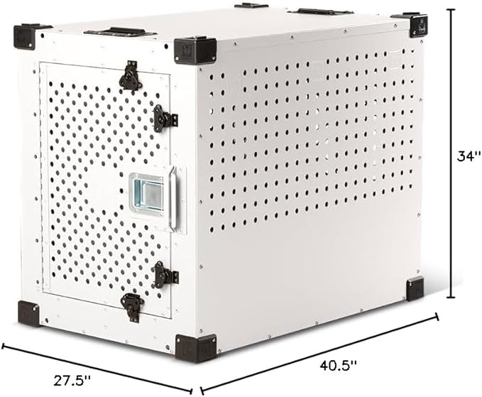 Impact Indestructible High Anxiety Dog Crate for Extra Large Dogs - Heavy Duty Escape Proof Indoor Dog Kennel with Powder-Coated Aluminum -Ideal for Escape Artists (White 40"+ (40.5"L x 27.5"W x 34"H)