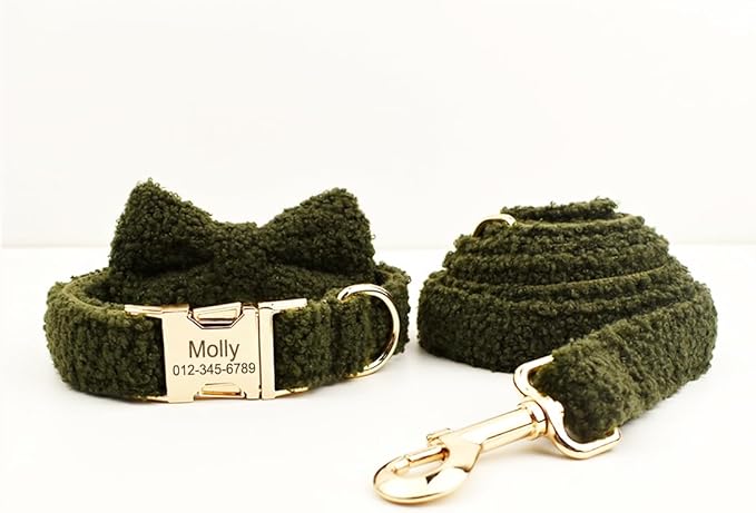 Custom Dog Collar with Metal Buckle - Pet Collars Personalized with Name and Phone Number (Teddy Bear Style)