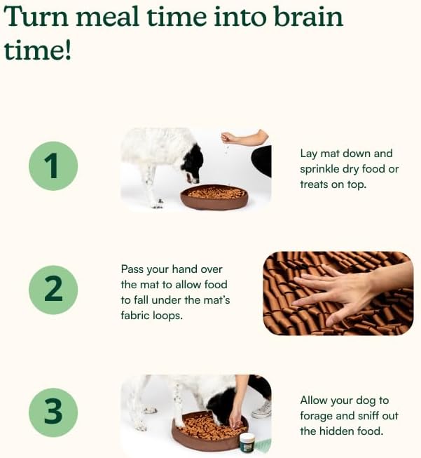 Reggie Stimulating Feeder Mat for Dogs | Slow Feeding Snuffle Mat to Reduce Speed Eating, Stress & Boredom | Dog Enrichment Toy for Mental Stimulation | Vet-Approved, Durable & Washable | Bark Brown