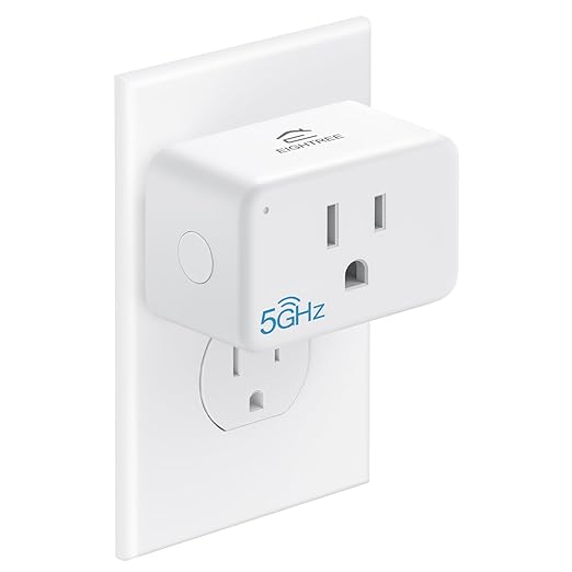 EIGHTREE Mini Smart Plug 𝟓𝐆𝐇𝐳 𝐖𝐢-𝐅𝐢 𝐂𝐨𝐦𝐩𝐚𝐭𝐢𝐛𝐥𝐞 𝟏𝟓𝐀, Smart Plugs That Work with Alexa & Google Home & SmartThings, Energy Monitor, Remote Control, Timer & Schedule, Wi-Fi Plugs