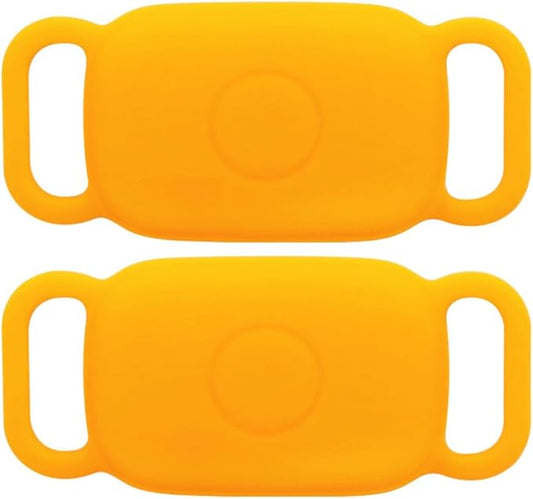 Dog Collar Holder for Tile Pro 2024 Bluetooth Tracker, Anti Lost Waterproof Silicone Soft Case Secure Protective Cover Finder for Keys, Bags, Cat Dog Collar Tag, 2 Pack (Yellow)