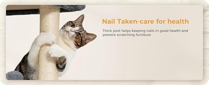 Cat Scratching Post with Soft Perch Nest Sisal-Covered Scratch Posts and Pads, and Cat Ded with Two Plush Balls is Perfect for Playing with Kittens and Cats