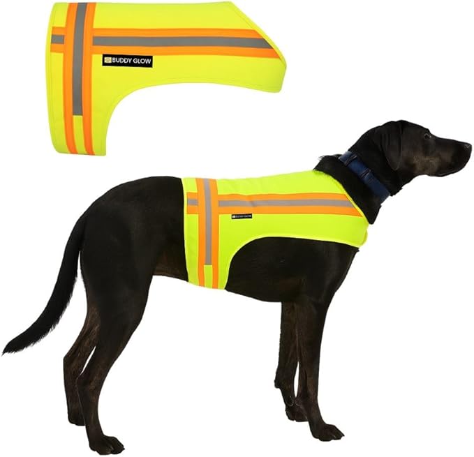 Reflective Dog Vest. High Visibility Yellow Safety Vest for Outdoors. Safeguard Your Dog with Easy to wear Adjustable and Breathable Reflective Gear (Large)