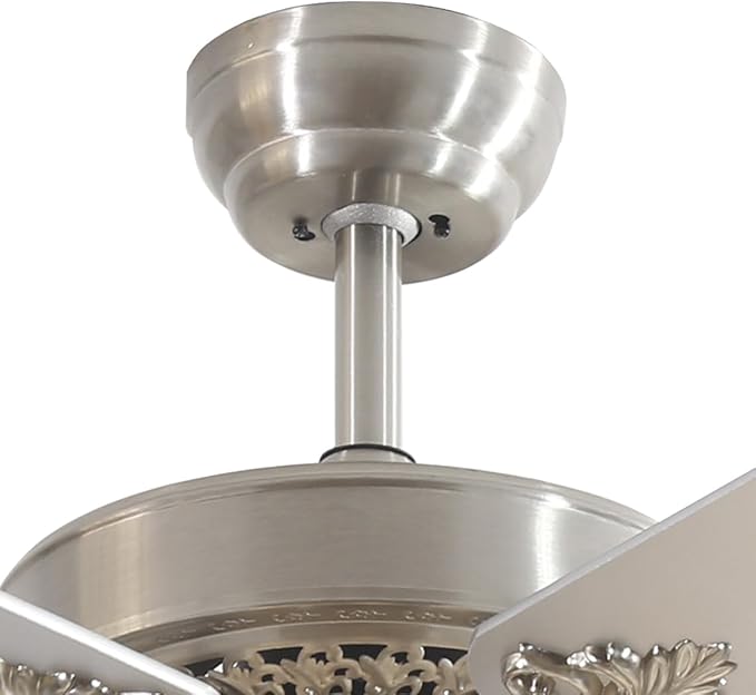 FINXIN Indoor Ceiling Fan Light Fixtures LED 52 Ceiling Fans for Bedroom,Living Room,Dining Room Including Motor,Light,3/5-Blades,Remote Switch (Brushed Nickel)