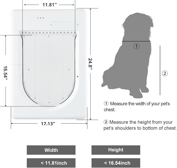 Smart Electronic Pet Door, Automatic Dog Door with 3 Modes, Battery Powered Electronic Sensor Pet Door with 1 Sensing Key, Fit for Large Pets Up to 85lbs. (New Upgraded) - Large Size