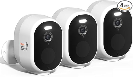 Rraycom 5G/2.4G WiFi Security Cameras Wireless Outdoor, 2K Battery Powered Indoor Home Security Camera, AI Motion Detection, Spotlight Siren,Color Night Vision,2-Way Talk, Work w/Alexa (Grey, 3PACK)