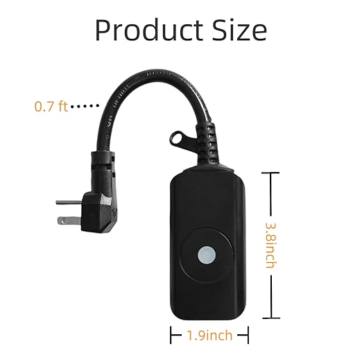Outdoor Smart WiFi Plug Outlet,Heavy Duty IP44 15 Amps,One Grounded Outlet, Wireless Remote, Compatible with Alexa and Google Home Assistant Both 5 GHz & 2.4 GHz, ETL Listed,Black (1 Pack)