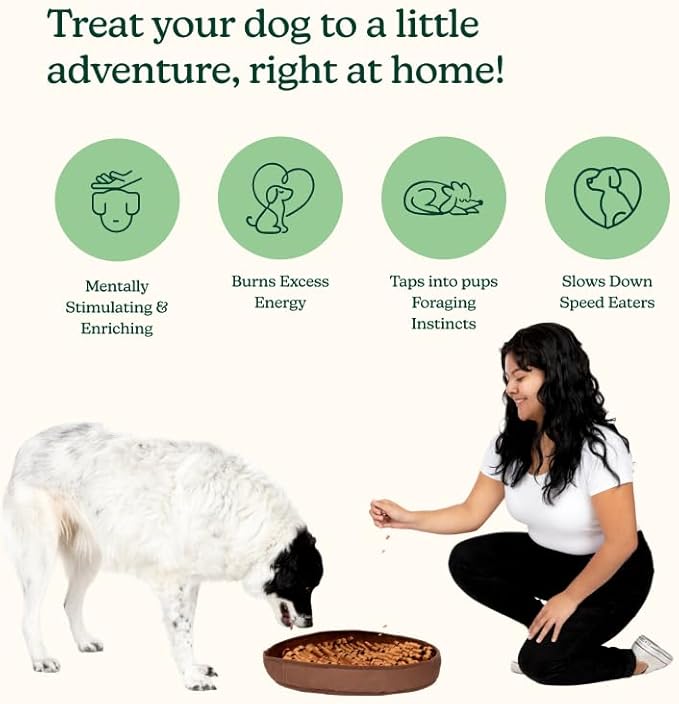 Reggie Stimulating Feeder Mat for Dogs | Slow Feeding Snuffle Mat to Reduce Speed Eating, Stress & Boredom | Dog Enrichment Toy for Mental Stimulation | Vet-Approved, Durable & Washable | Bark Brown