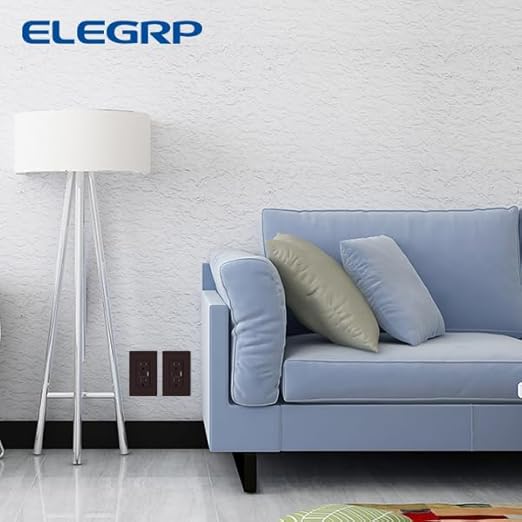 ELEGRP USB Wall Outlet, USB A & C Ports, 15 Amp Duplex Tamper Resistant Receptacle Plug NEMA 5-15R, Wall Plate Included, UL Listed, Matte Brown