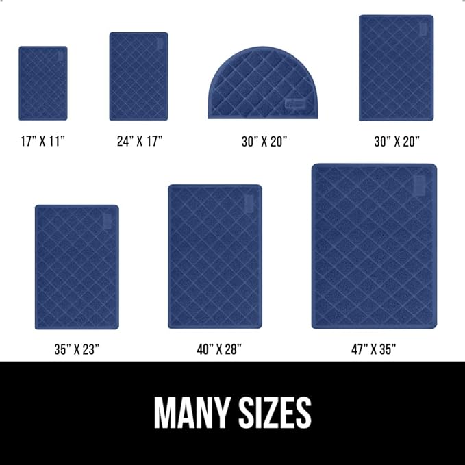 GORILLA GRIP Cat Litter Box Mat, Water Resistant, US Designed Kitty Litter Trapping Mats, Easy to Clean, Scatter Control, Less Mess and Clean Floors, Kitten Supplies for Indoor Cats, 24x17 Navy Blue