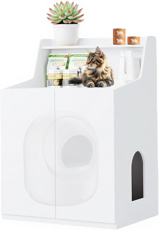 Large/Tall Litter Box Enclosure Furniture,Litter Robot Compatible,Hidden Cat Litter Box Cabinet for Self-Cleaning with Storage