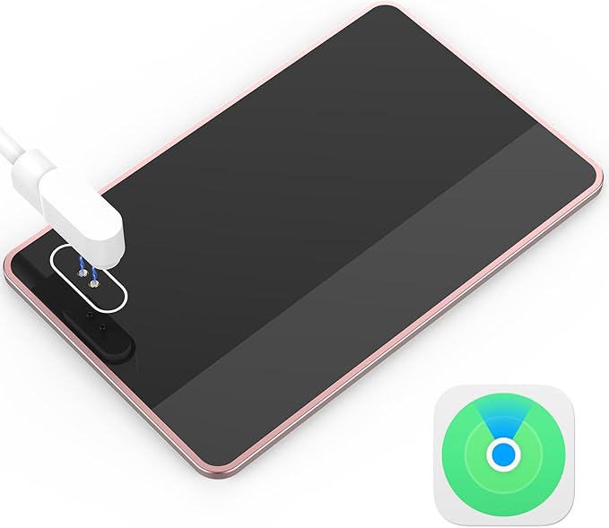 Wallet Tracker Card, [Apple MFi Certified] Wallet Tracker 0.08in Slim Rechargeable Smart Tracking Card Bluetooth Wallets Finder IP68 Waterproof for Purse, Keys, Bags, Passport (iOS Only)