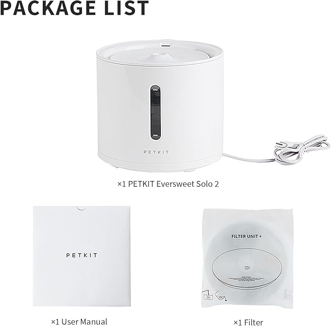 PETKIT EVERSWEET Solo 2 Cat Water Fountain with Pump, Ultra Quiet 70oz/2L Pet Water Fountain for Cats and Dogs Inside, 3 Working Modes, Visualization Window, (App Control)