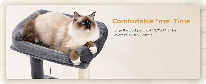 Cat Scratching Post with Soft Perch Nest Sisal-Covered Scratch Posts and Pads, and Cat Ded with Two Plush Balls is Perfect for Playing with Kittens and Cats