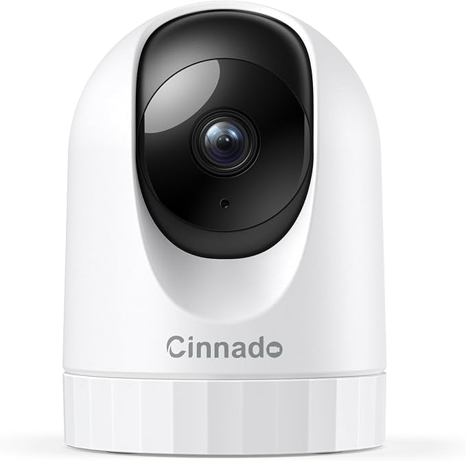Cinnado Security Camera Indoor-2K 360° WiFi Cameras for Home Security，Pet/Dog/Baby Camera with Phone app, 2-Way Audio, Night Vision, 24/7 SD Card Storage, Works with Alexa & Google Home (2.4Ghz)-D1
