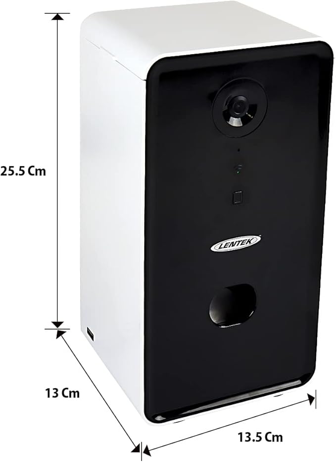 Lentek Smartphone-Controlled Pet Treat Dispenser with Camera and Two-Way Communication,WiFi,Alexa,and Google Home-Enabled Programmable Treat Dispenser,10 oz. Capacity,for Cats,Dogs,Rabbits,and more