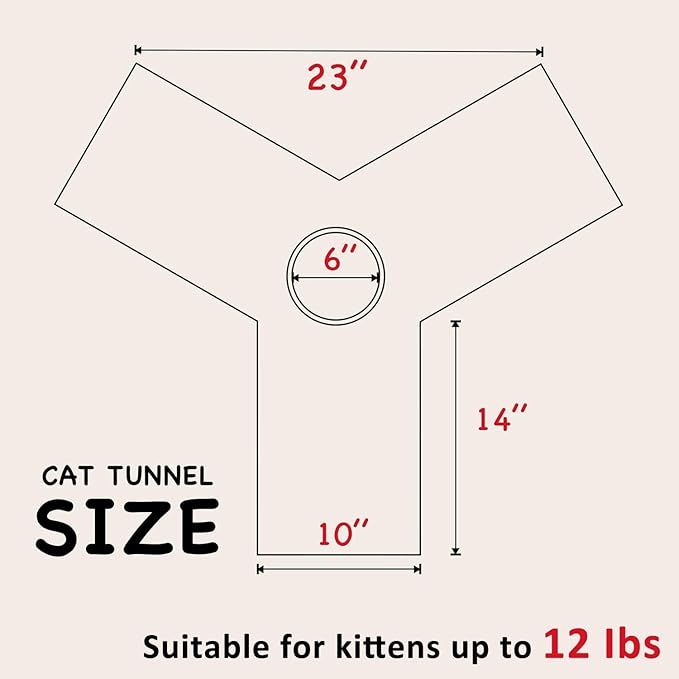 Tempcore Pet Cat Tunnel Tube Cat Toys 3 Way Collapsible, Tunnels for Indoor Cats，Kitty Bored Peek Hole Toy Ball Cat, Puppy, Kitty, Kitten, Rabbit