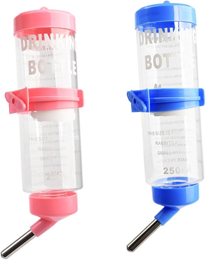 Mikikit 2pcs Leakproof Rabbit Water Bottles for Cage with Built Rolling Ball Large Capacity Water Dispensers for Chinchilla Guinea Pig and Small Pets