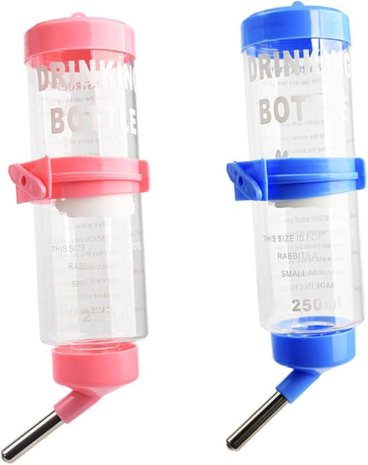 Mikikit 2pcs Leakproof Rabbit Water Bottles for Cage with Built Rolling Ball Large Capacity Water Dispensers for Chinchilla Guinea Pig and Small Pets
