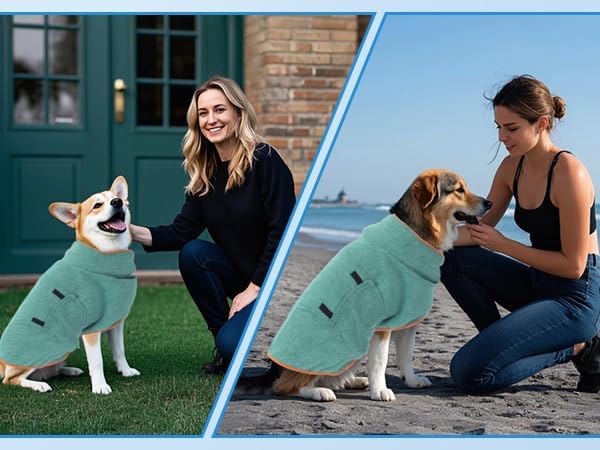 Dog Drying Coat - Fast Drying Dog Bathrobe Towel,Super Absorbent Pet Cat Bath Robe,Microfibre Quick Dry Warm Keeping Dogs Robes Towel with Soft Adjustable Collar & Belly Strap (Gray, Large)