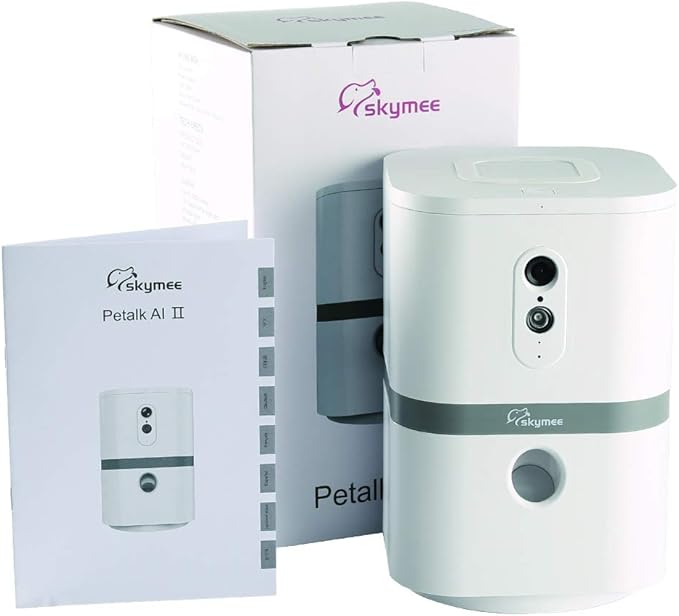 Petalk AI II Dog Camera Automatic Treat Dispenser, 5G WiFi Pet Camera with 180° Pan Full-Room View,Night Vision,Two Way Audio for Dogs and Cats,Compatible with Alexa