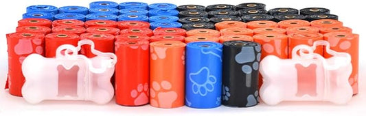 Best Pet Supplies Dog Poop Bags (900 Bags) for Waste Refuse Cleanup, Doggy Roll Replacements for Outdoor Puppy Walking and Travel, Leak Proof and Tear Resistant, Thick Plastic - Assorted Colors