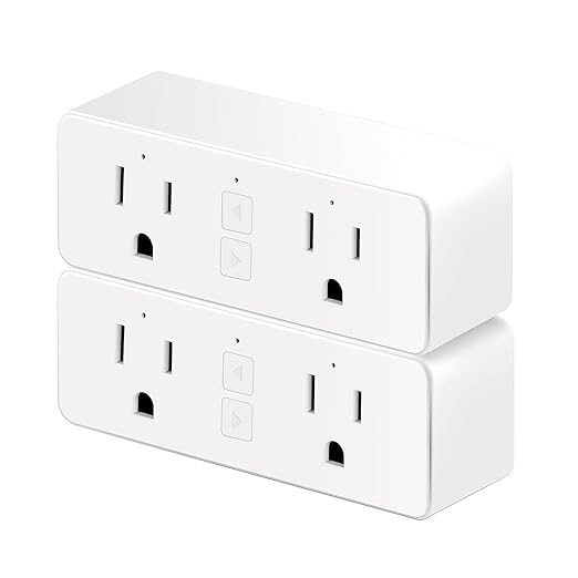 Dual Smart Plug, 15A WiFi Outlet Extender, Smartlife App Control, Schedule Timer Function, 2-in-1 Compatible with Alexa, Google Home Assistant, No Hub Required, ETL&FCC, 2.4G WiFi Only, 2-Pack