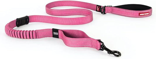 EzyDog Zero Shock Dog Leash - Shock Absorbing Bungee Leash for Dogs That Pull or Excite - Dual Handle and Reflective for Large, Medium, or Small Dogs (72-Inch, Pink)