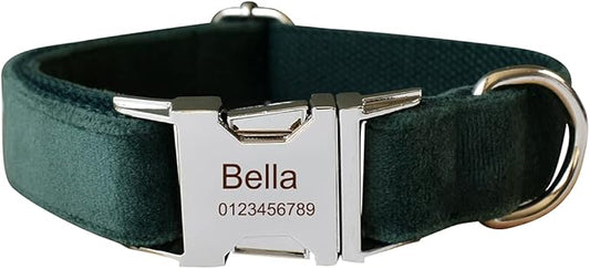 Dog Collar Custom Personalized Engraved Name and Phone Number for Puppy Small Medium Large Pets (L, Green)