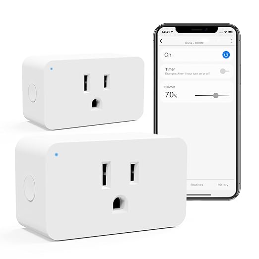 Zwave Dimmer Plug 800 Series 2 Pack, Dimmable Zwave Outlet Built-in Repeater Range Extender, Smart Dimmer Plug Need Z-Wave Hub Required, Compatible Smartthings, Alexa and More, FCC and ETL, 200W