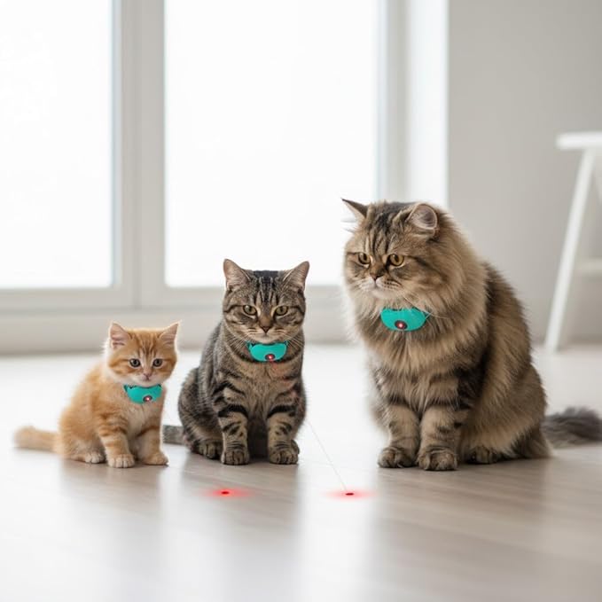 Automatic Cat Laser Collar – Smart Interactive Hands-Free Laser Toy to Keep Cats Active,Lazer Pointer cat Toy,Tumbler Wobble Teaser,USB Charging Electric Vibration Exerciser