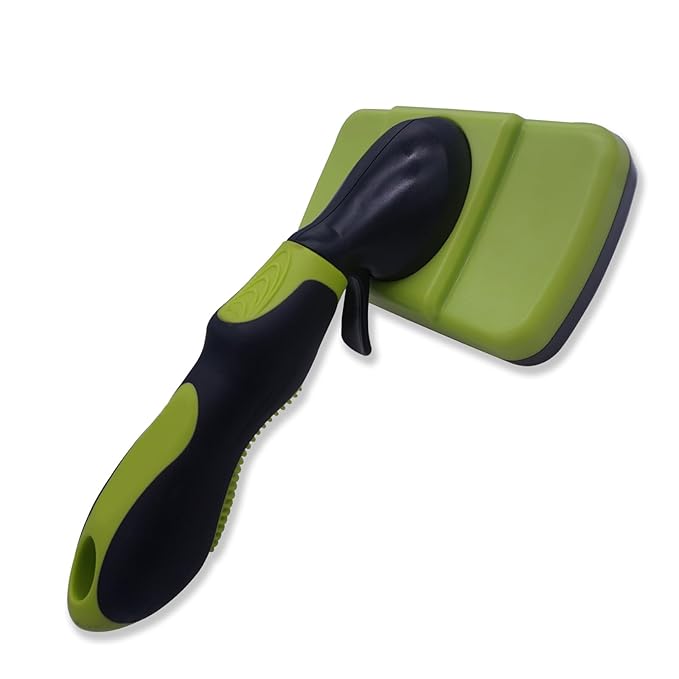 Dog brush Dog Grooming Kit 3PS： self-cleaning slicker brush dog Deshedding Tool&TPR Dog Bath Brush for dogs cats horse Home Travel (green)