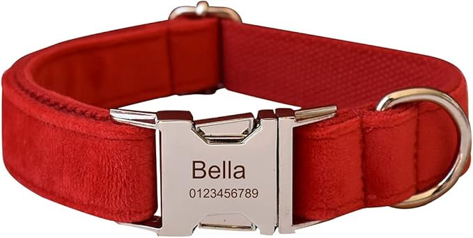 Dog Collar Custom Personalized Engraved Name and Phone Number for Puppy Small Medium Large Pets (S, Red)