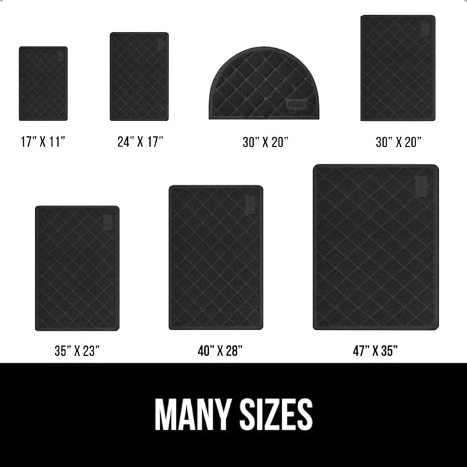 GORILLA GRIP Cat Litter Box Mat, Water Resistant, US Designed Kitty Litter Trapping Mats, Easy to Clean, Scatter Control, Less Mess and Clean Floors, Kitten Supplies for Indoor Cats 24x17 Black 2 Pack