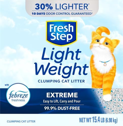 Fresh Step Clumping Cat Litter, Lightweight, Extreme, Long Lasting Odor Control Kitty Litter with Activated Charcoal, Low Dust Formula, 15.4 lb (Pack of 2)