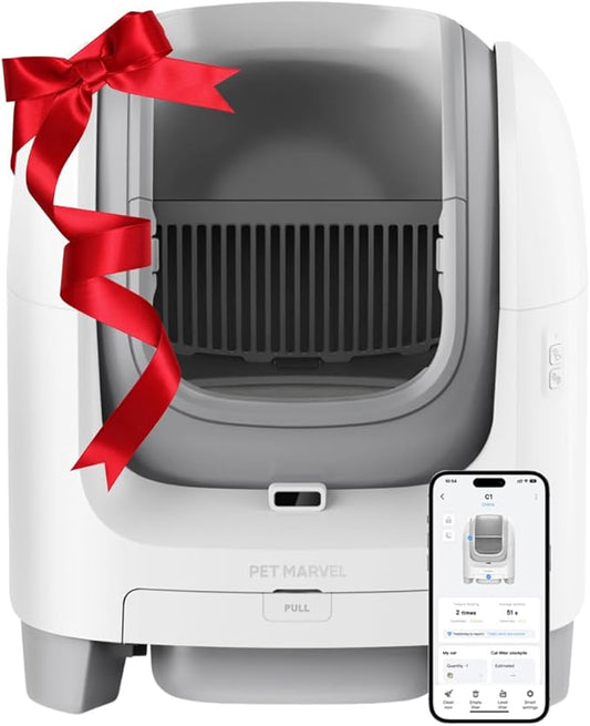PET MARVEL C1 Self-Cleaning Cat Litter Box, Large 70L Automatic Litter Box for Multiple Cats up to 22 lbs, Smart App Control with Health Monitoring, 4-Layer Safety System, Open-Top Design