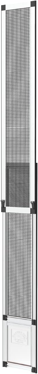 Hakuna Pets V2 Patio Pet Door Screen Insert Panel for Sliding Doors, Fits Door Track Min Ht 55.12" to Max Ht 84.25", UV Resistant Mesh, Locking Magnetic Dog Door, Easy Install and Removal,Small,Silver