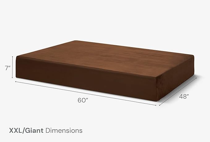 Barker Beds Giant Orthopedic Dog Bed - 7" Memory Foam Mattress - 100-300 lbs - Joint Pain & Arthritis Support - Vet Recommended, Washable Cover - Made in USA - 60"x48"x7" - Chocolate