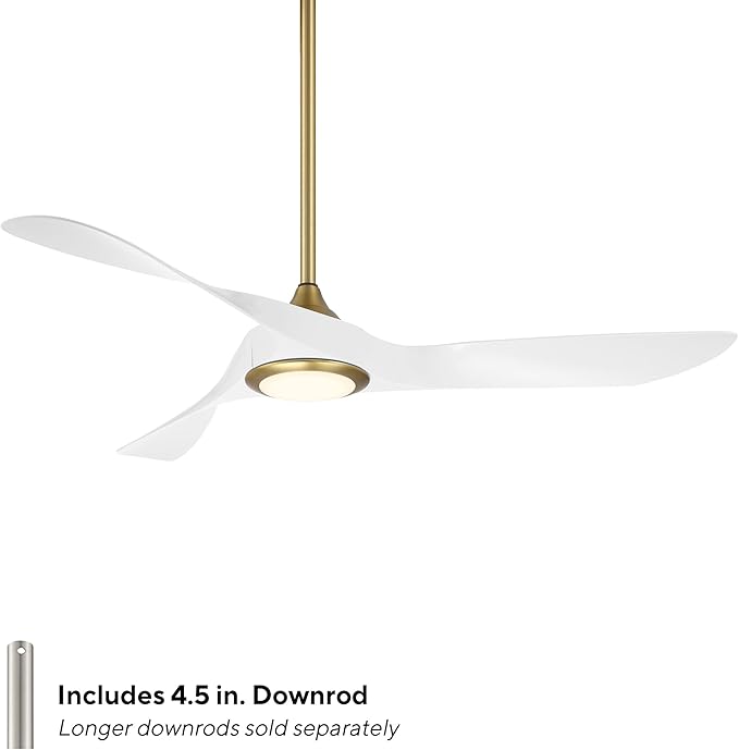 WAC Lighting F-074L-SB/MW Swirl Indoor Ceiling Fan Soft Brass Matte White