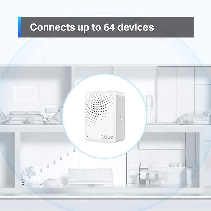 Tapo Smart Hub with Built-in Chime, REQUIRES 2.4GHz Wi-Fi, Reliable Long-Range Connections with Tapo Sensors, Sub-1G Low-Power Wireless protocol, Connect up to 64 smart devices (H100)