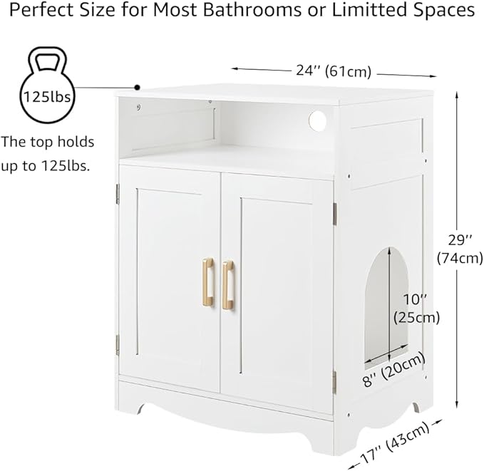 beeNbkks Cat Litter Box Furniture, Cat Washroom House Hidden Litter Box Enclosure, Wooden Nightstand End Table, Indoor Pet Furniture Cabinet Pet Crate