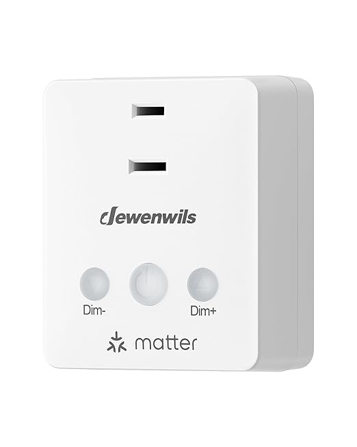DEWENWILS Matter Plug in Dimmer Switch for Lamp, Works with Alexa, Compatible with Google Home & SmartThings APP Voice Wireless Dimmer Button Control, Dimmable LED/Tungsten Bulbs, 2.4G Wi-Fi, White