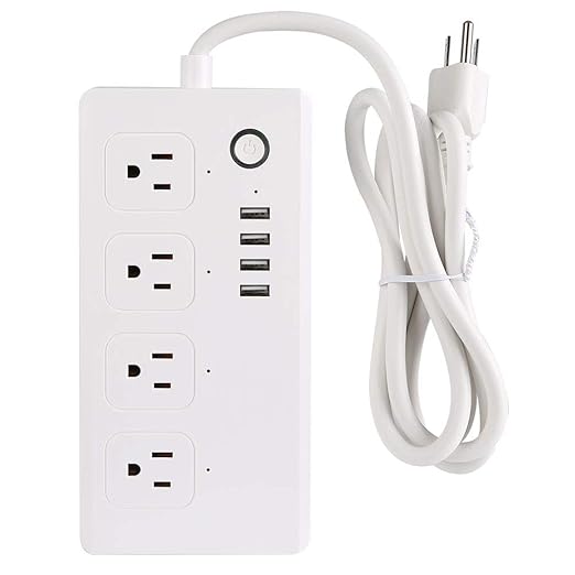 US 120V Smart Plug Compatible with Alexa and Home &IFTTT, Outlet Power Strip with 4 USB Support App Remote Control